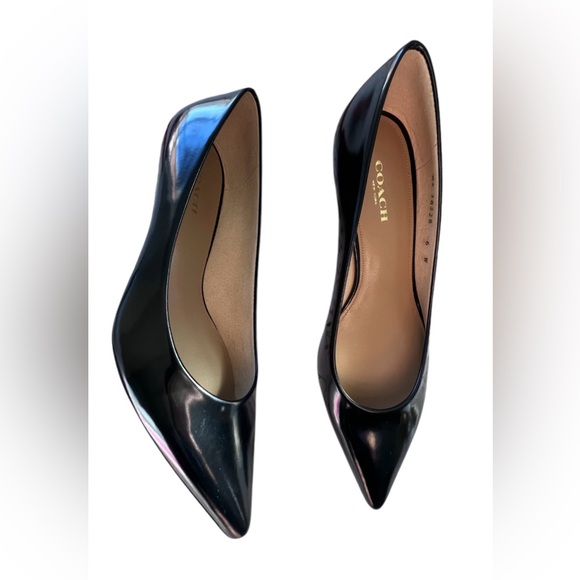 COACH Black Leather Kitten Heel Pumps Size 6 - Picture 4 of 7